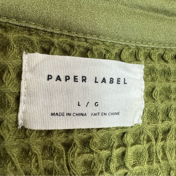 PAPER LABEL Lanca Waffle Knit shacket jacket Button down in moss large A - Picture 12 of 12